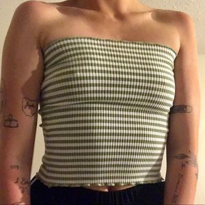 Green and White Tube Top